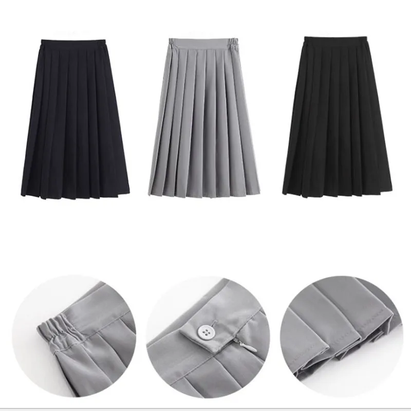 Women JK Suit School Dress Uniforms Students Girls Harajuku Japan Preppy Style Elastic High Waist Pleated Skirt 5XL