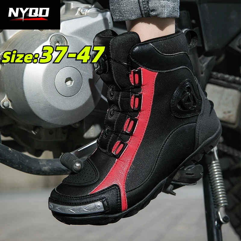 Mens Large High Top Motorcycle Boots All-Season Racing Touring Shoes Summer