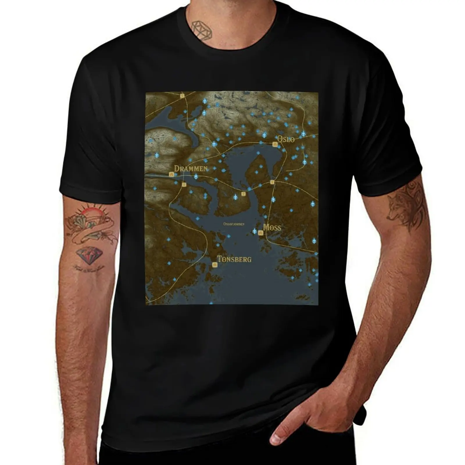 

Map of the Oslofjord (BotW-style) T-Shirt shirts graphic summer tops funny t shirts men