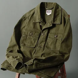 American retro four-pocket hunting lapel work jacket men's military style spring and autumn casual multi-pocket hunting jacket
