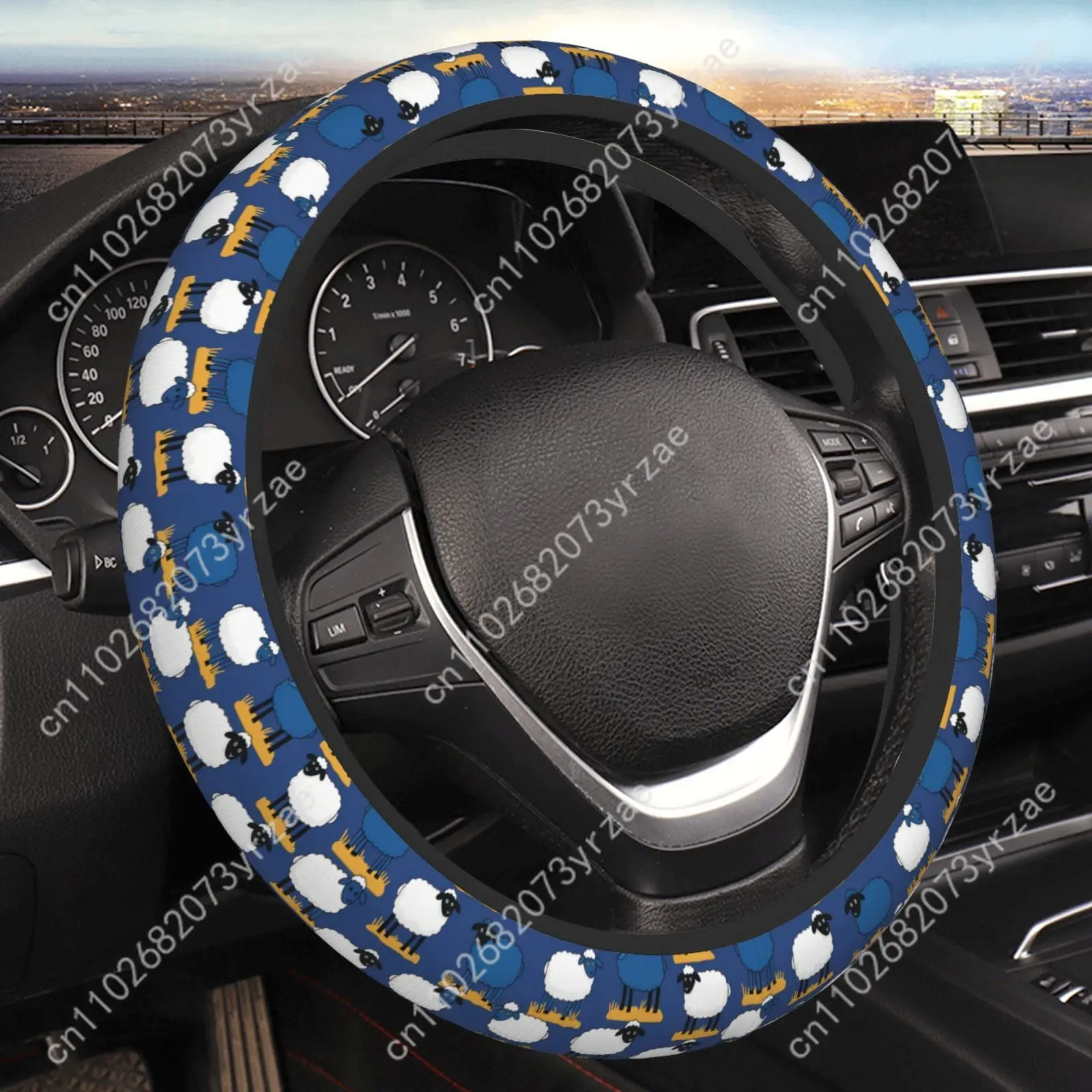 

Cute Little Lamb Car Steering Wheels Cover Universal Type Environmental Friendly Comfort Non-slip Breathable Steering Wheel Wrap