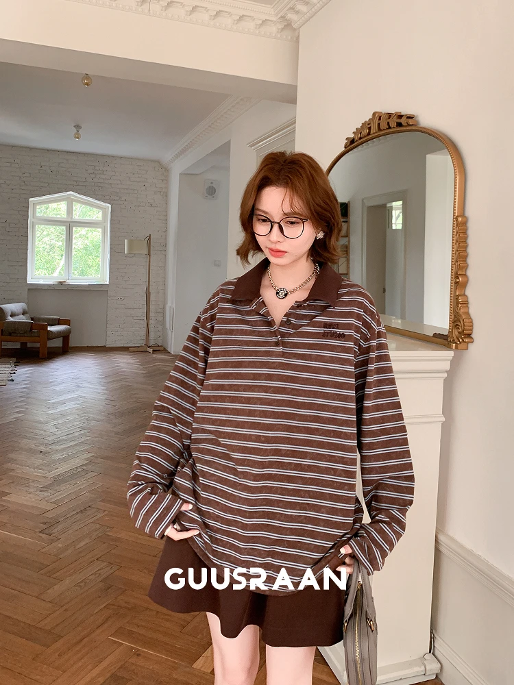 

Комплект Miu Sle: полосатая рубашка и юбка А-силуэта, женский винтажный образ в стиле преппи, стройнящий летний наряд из смесового хлопка и полиэстера