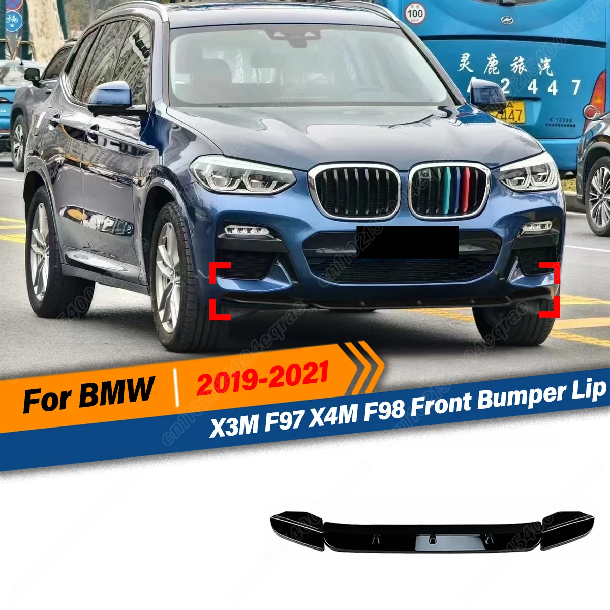 

For BMW X3M F97 X4M F98 M-Power 2019 2020 2021 Pre-LCI M Competition Sport Front Bumper Separator Bumper Lip Body Kit Separator