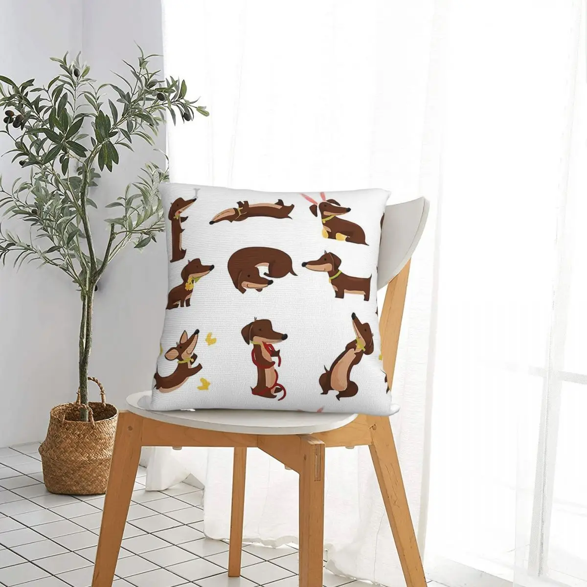 Dachshund Dog Team Pillowcase Polyester Cushion Cover Decor Wiener Sausage Doxie Pillow Case Cover Home Dropshipping 45*45cm