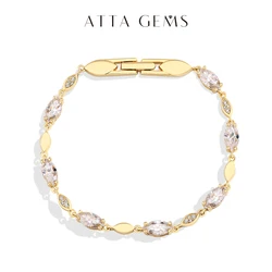 ATTAGEMS Marquise Round Cut Moissanite Tennis Bracelets D VVS1 Real S925 Silver for Women Man Passed Diamond Tester Jewelry Gift