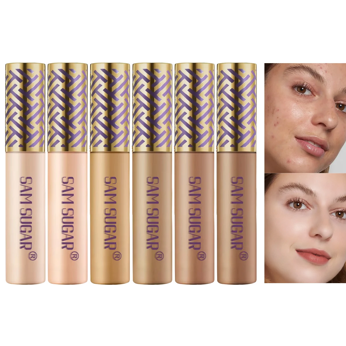 6-kolorowy podkład w płynie kryjący i naprawiający skórę, długotrwały, odporny na rozmazywanie, naturalnie rozjaśniający korektor w płynie