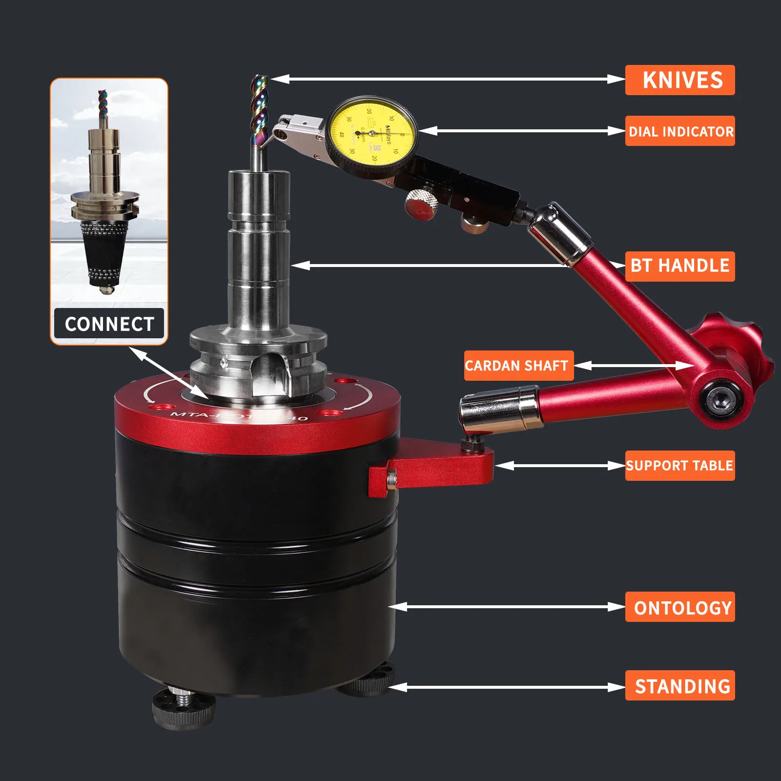 BT30 BT40 Tool Runoff Tester - Instrumentos de medición Runoff de husillo de precisión