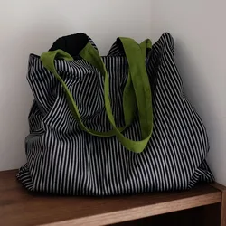 Pratica borsa di tela di grande capacità borsa di moda di Design a doppio strato borsa a tracolla a righe semplice borse da viaggio pieghevoli