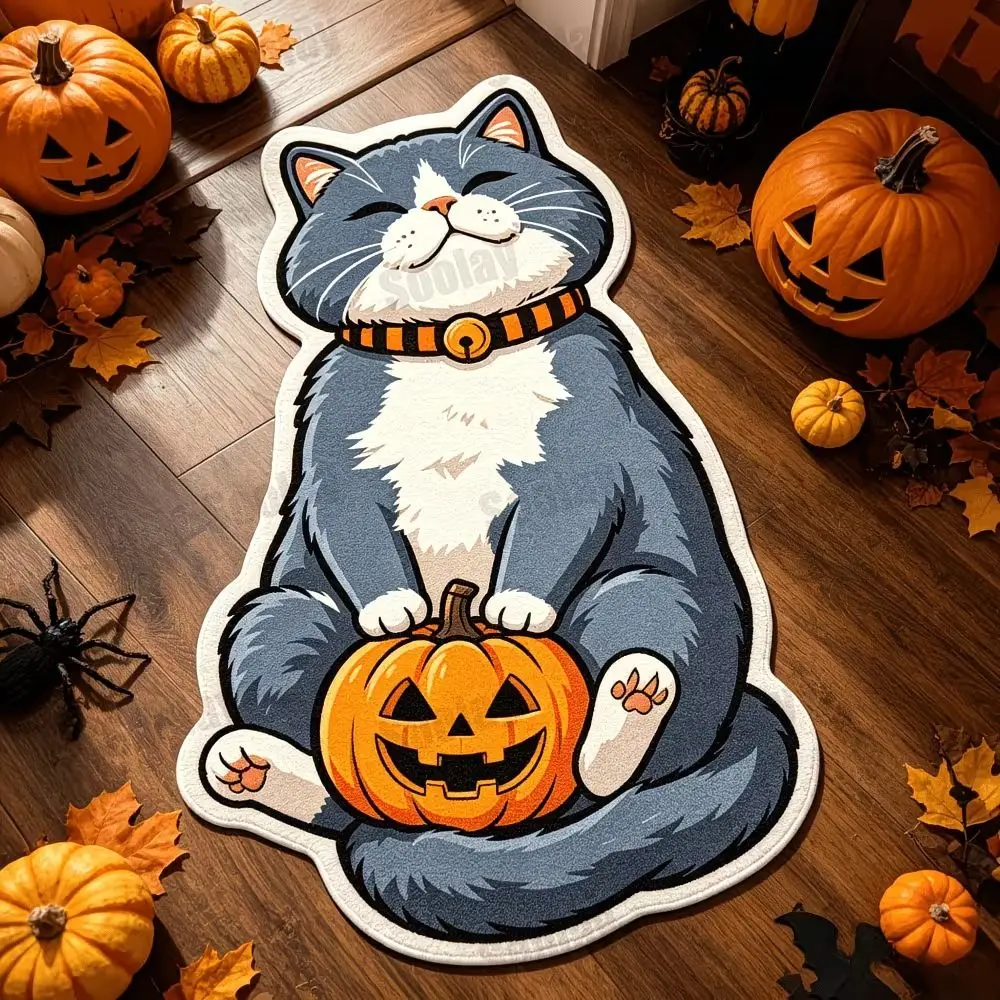 Cute 2D Cat-Shaped Area Rug Non-Slip Easy To Clean Home Decor Carpet Anti-fouling Cartoon Carpet Bedrooms