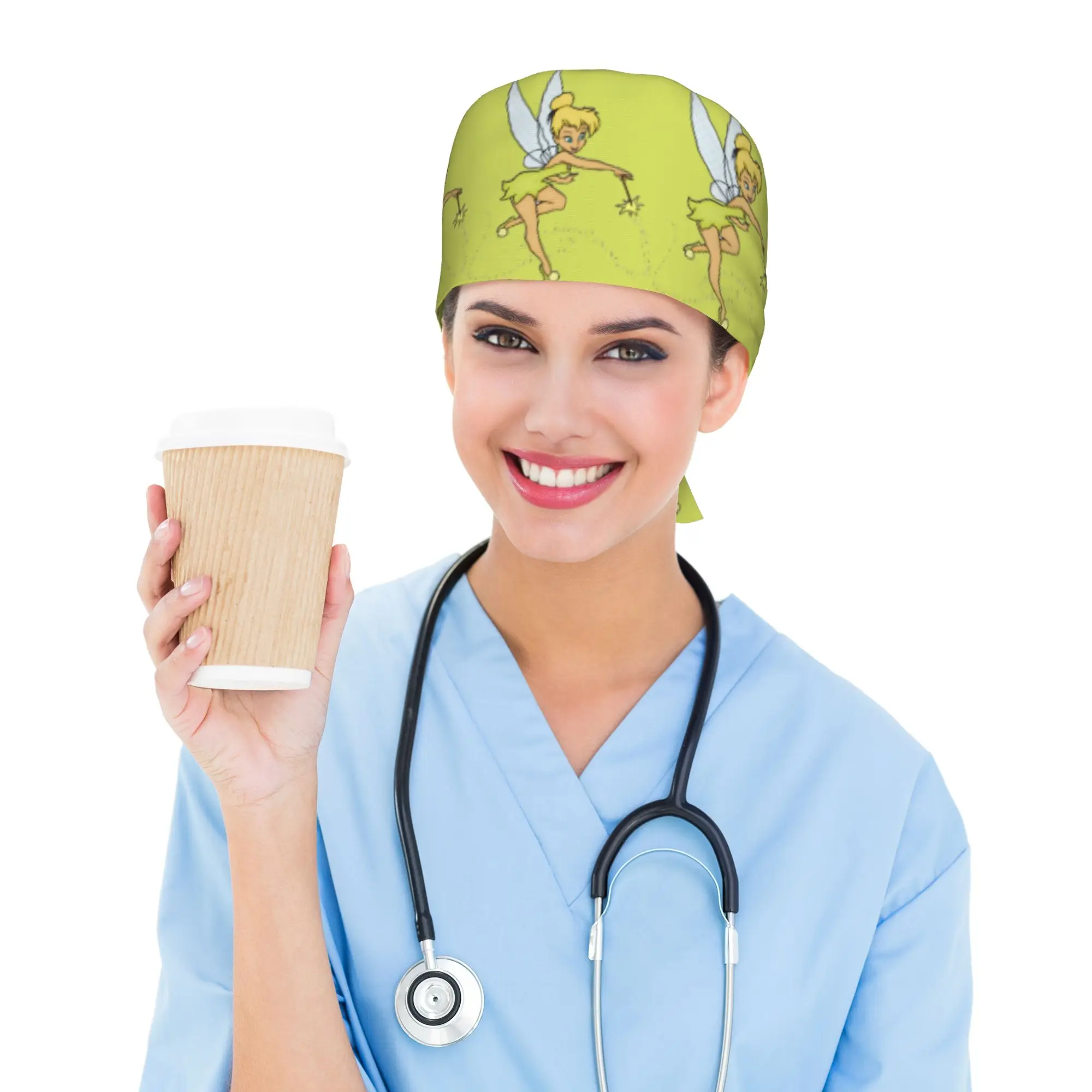 Custom T-Tinker Anime Bell Cute Cartoon Working Cap Surgical Hats Men Women  Operating Room Cap Operator Hats Lab Works Hat