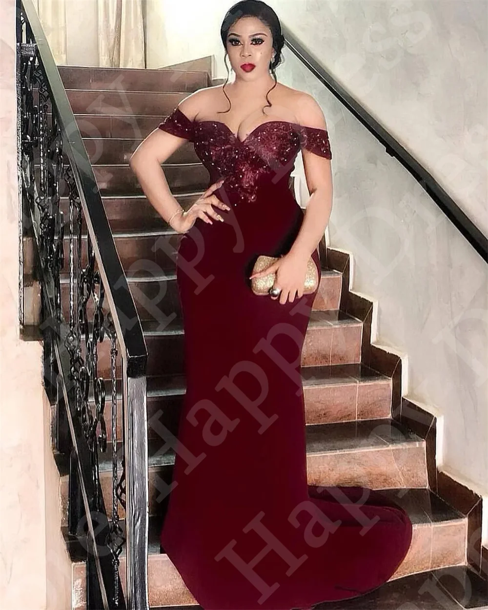 Vestido de cocktail sexy fora do ombro, gola querida, apliques de renda, costas com zíper, vestido formal, vestido longo de dama de honra, 2022