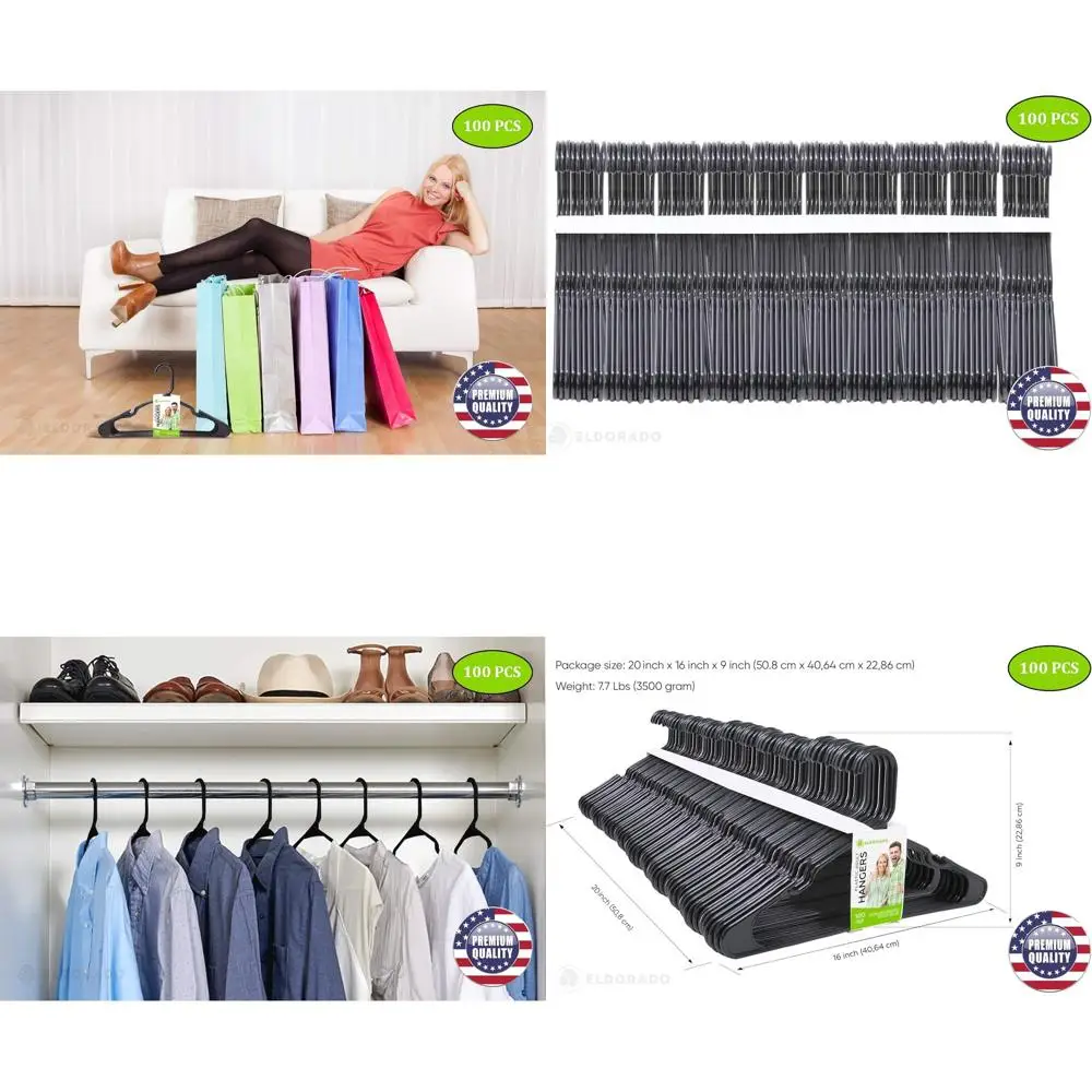 

Черные пластиковые вешалки для одежды для взрослых - 100 штук, идеально подходят для рубашек, блузок, футболок, платьев и костюмов
