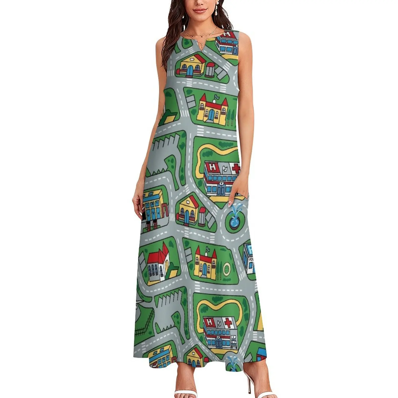 Car City Carpet Road Rug 90s Nostalgic Toy Long Dress Elegant gown dress for women summer dresses women 2024