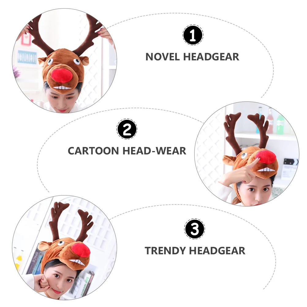 

1Pcs Festive Elk Headgear Christmas Themed Headwear Trendy Party Costume Hat Adorable Holiday Accessory Universal Size Gift