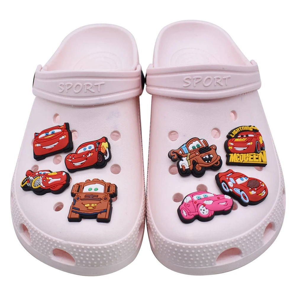 10-100Pcs Hot Toys Lightning McQueen Shoe Charms Pins Cars Shoes Accessories Decoration For Bubble Slides Clog Sandal image 3