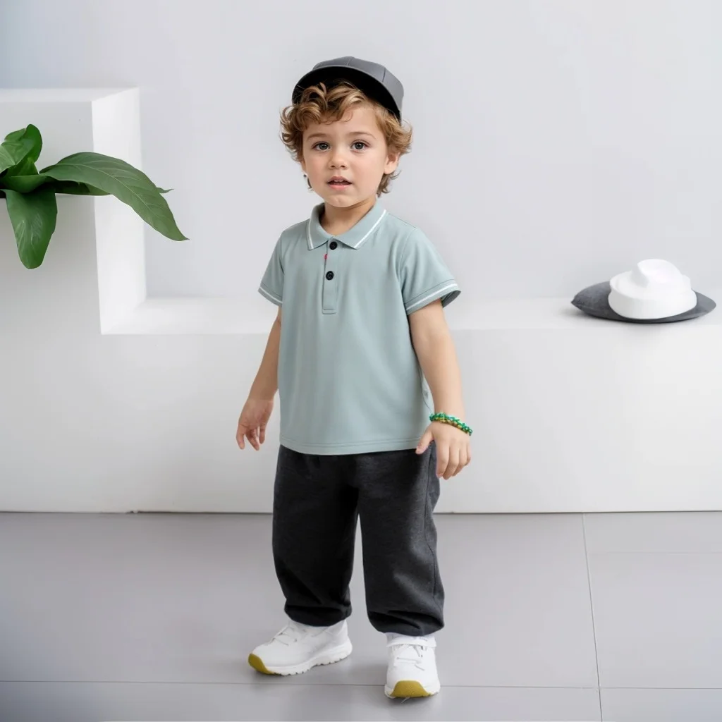 

Summer New Children's Short-sleeved POLO Shirt Boy Casual Fashion Solid Color T-shirt Comfortable Lapel Prince Style Coat