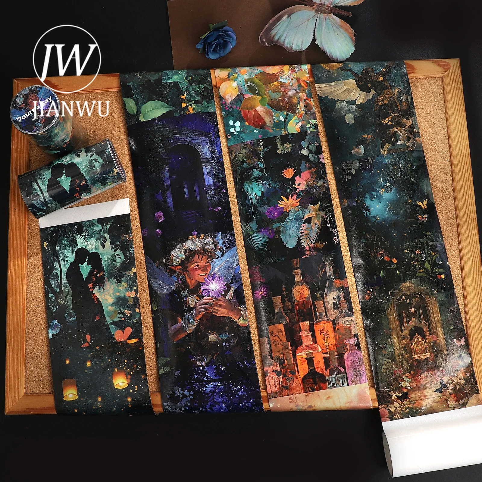 JIANWU 80mm*204cm Vintage Character Tree Flower Landscape Material Collage Scrapbook Washi Tape Creative DIY Journal Stationery