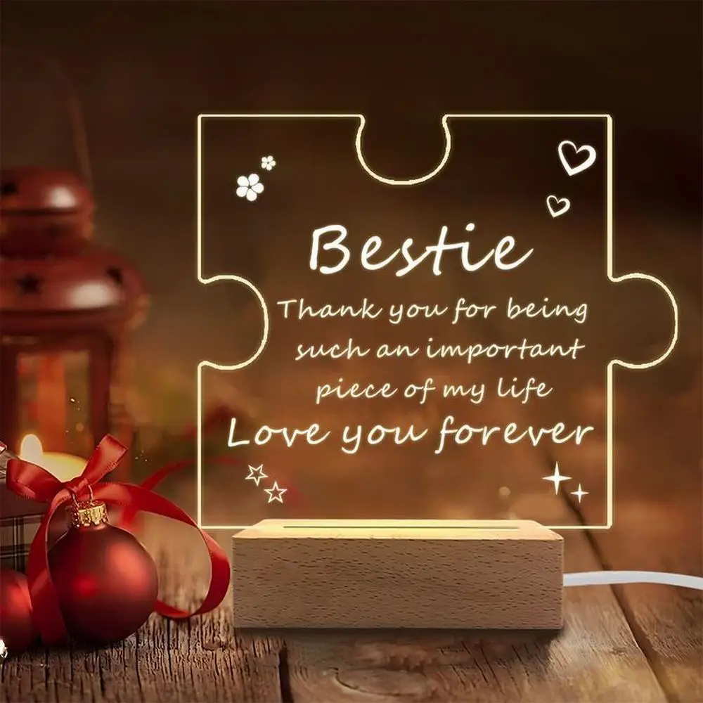 

1PC Acrylic Luminous Plaque Photography Accessories, USB Base, BFF Birthday Gift, Puzzle Collectible Figurines