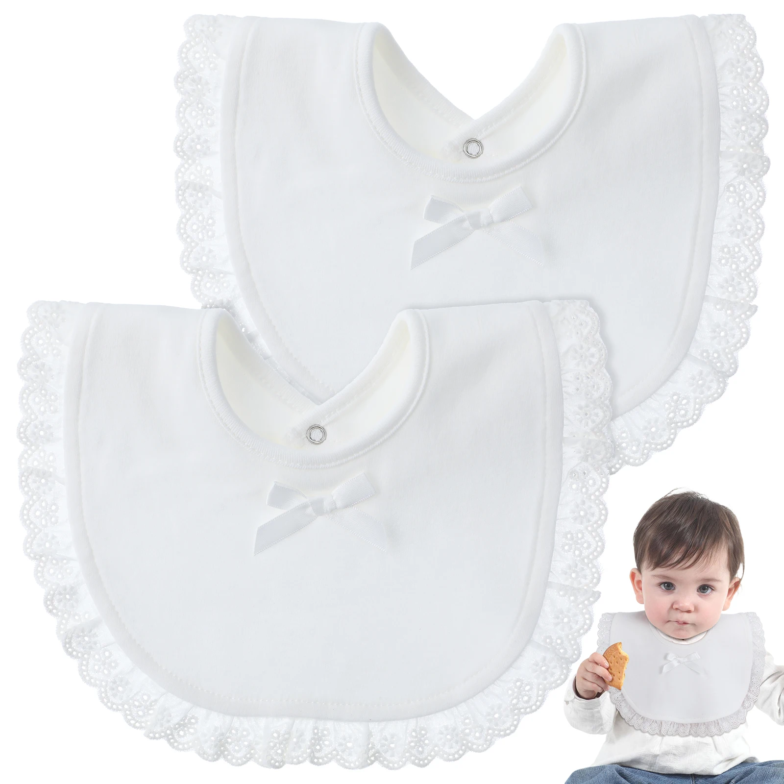

2Pcs Lace Baby Bibs Baby Cotton Drool Bibs Soft Lightweight Infant Dining Bib Newborn Saliva Scarf Washable Newborn Saliva Towel