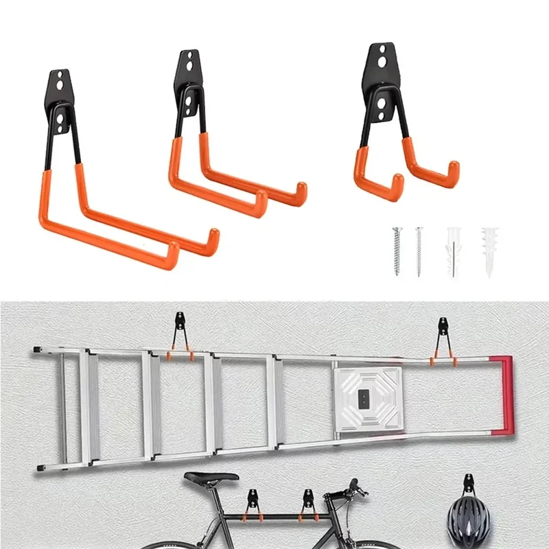 Wall Mount Heavy Duty Metal Hook Anti Slip Garage Organizer Hanger for Bicycle, Ladder & Garden Tools Backyard Storage