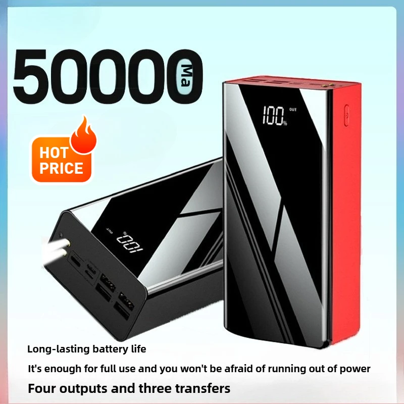 50000mAh Shared Ultra-large Capacity Full-screen Fast Charging LED Light Mobile Power Supply Suitable for IPhone Xiaomi Samsung