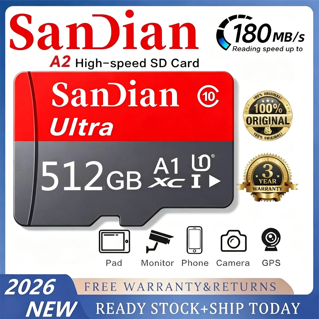Best Choice SD Cards 512GB TF Cards 128GB Memory Card 32GB Micro TF SD Card Anti-Shock A1 for Body Camera/Drone/Car Camera