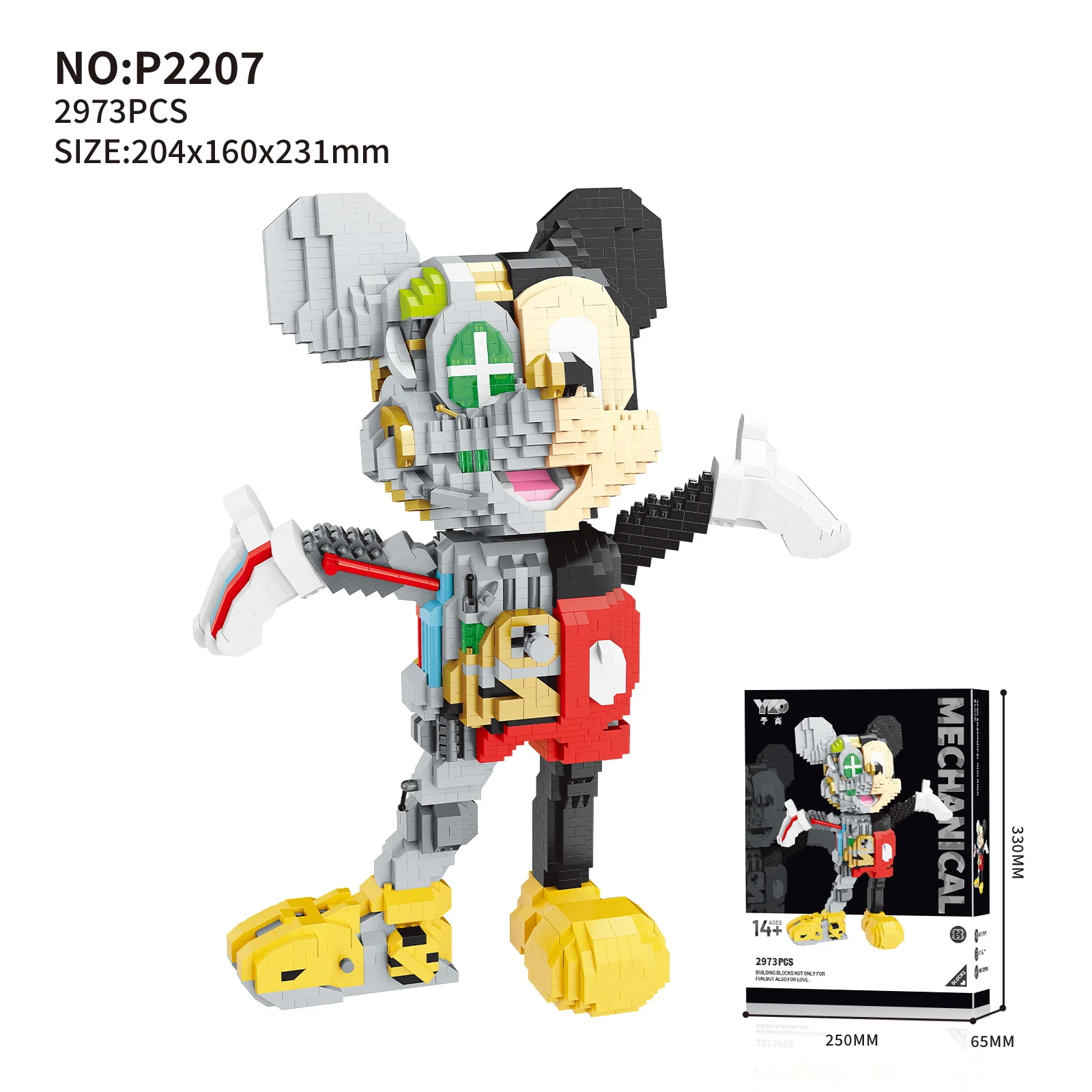 Disney Mechanical Mickey Mouse Micro Building Blocks Happy 25Cm Diamond Assembled Mini Brick Figure Toys for Kid Birthday Gift