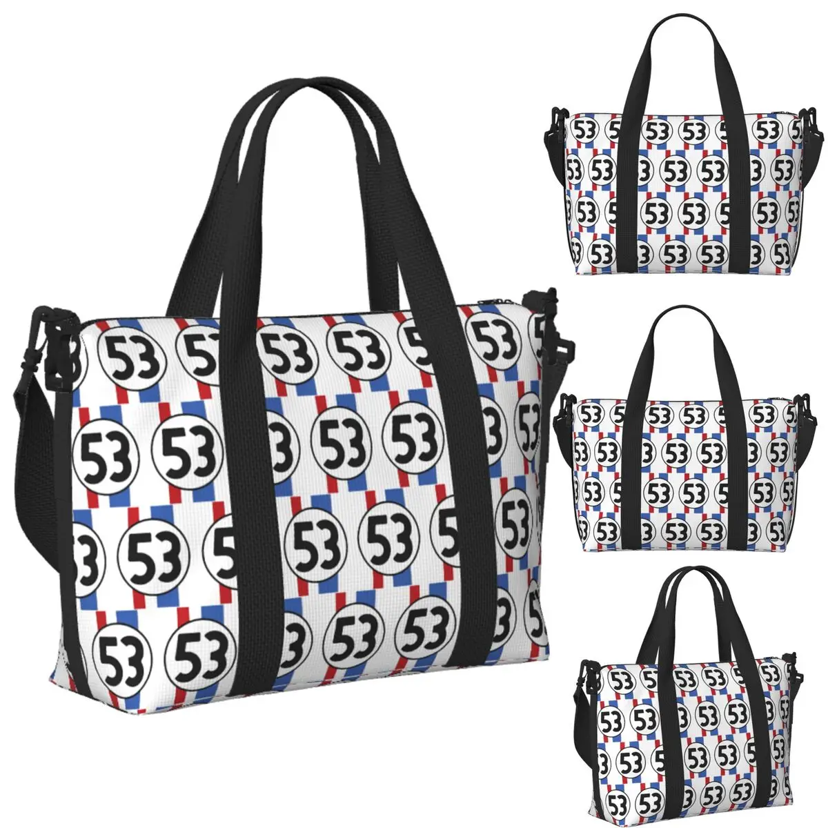 

Custom Herbie Stripes (53) Beach Travel Bag Large Capacity Tote Bags for Gym Sport Women Shopping Duffle Shoulder Bag