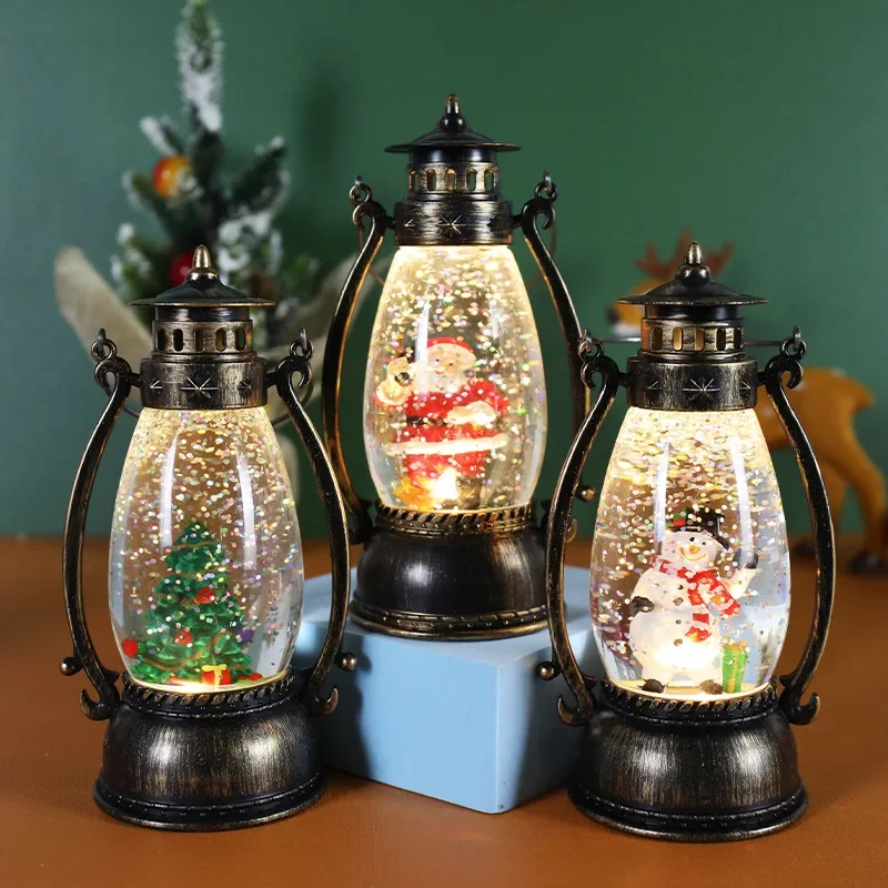 Christmas LED Retro Small Oil Lights Portable Simulation Kerosene Lamp Pot Shaped Luminous Wind Lantern Decorative Ornaments