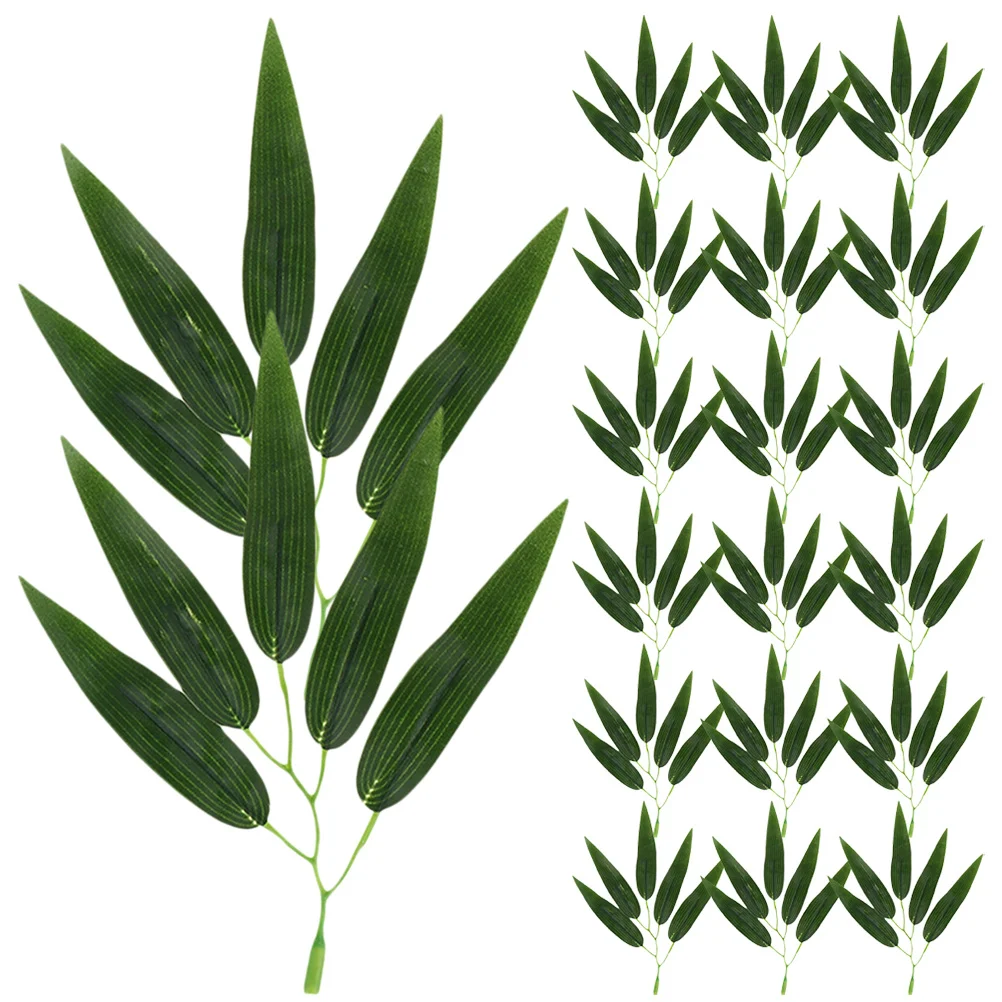 

30Pcs Artificial Bamboo Leaves Realistic Texture for Indoor Outdoor Party Decorations Fake Leaves Leaf Decor Fake Leaf