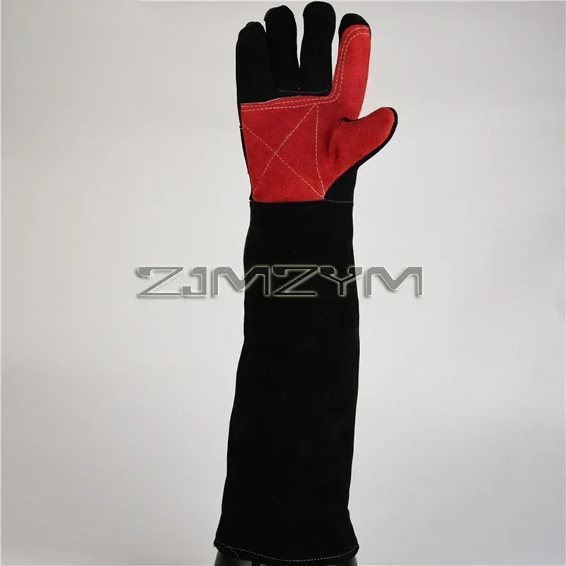 Guantes de soldadura de 60 cm, guantes de trabajo de cuero forrados resistentes al calor y al desgaste para soldadores/chimenea/barbacoa/manipulación de jardinería, consolaки
