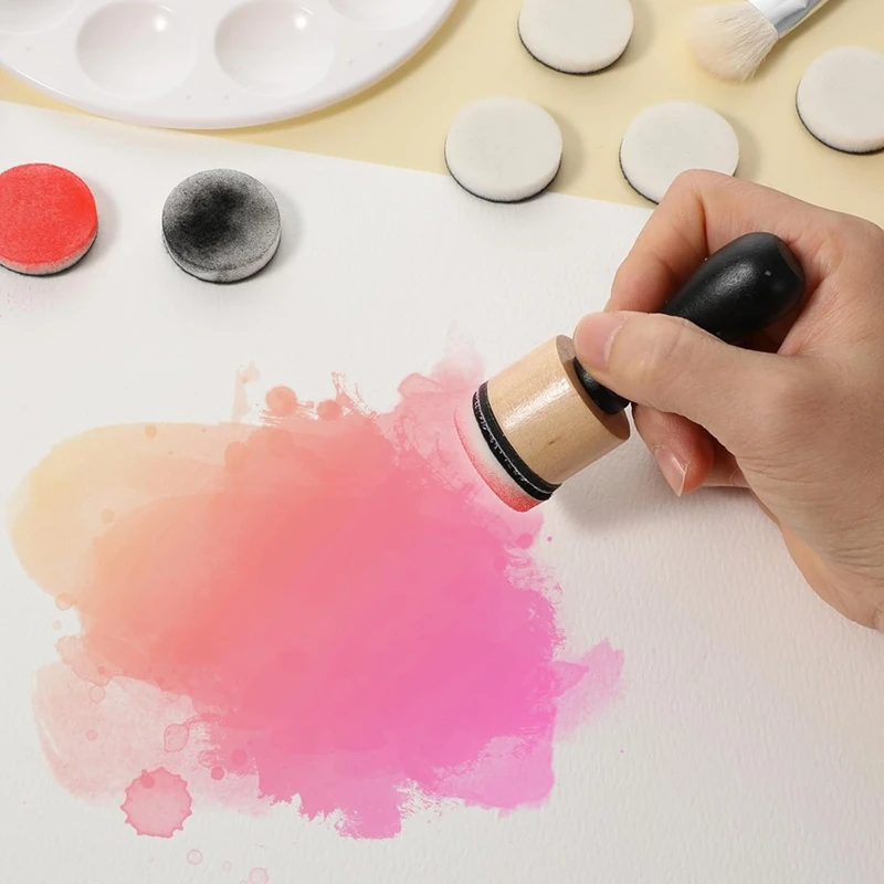 62Pack Ink Blending Tool - 2Pcs Mini Applicator Tools And 60Pcs Replacement Foam Pads, Ink Paints Mixing Blending Tool