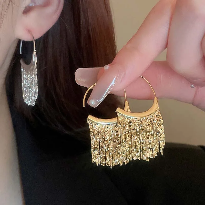 Fashion Metal Snake Bone Tassel Earrings For Women Simple Gold Silver Color Geometric Earrings Party Jewelry Beautiful Gift