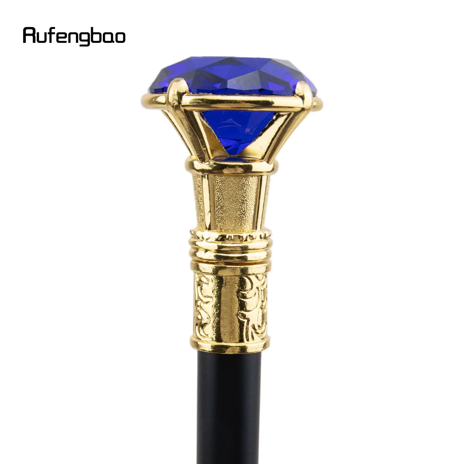 Purple Diamond Type Golden Single Joint Walking Stick Decorative Cospaly Party Fashionable Walking Cane Halloween Crosier 93cm