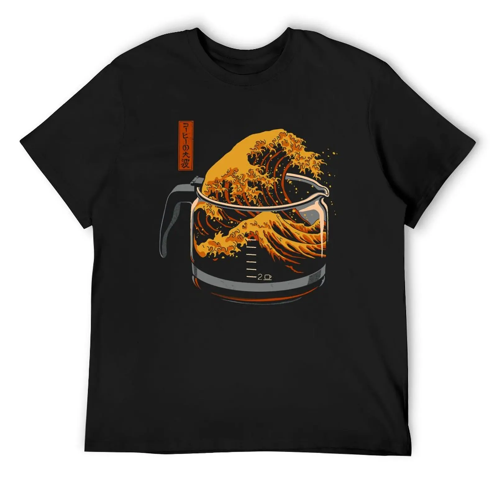 The Great Wave of Coffee Active T-Shirt blacks anime clothes heavyweights tee shirts for men