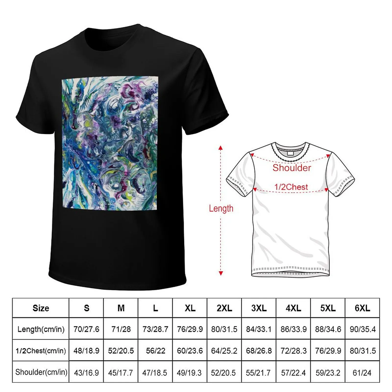 Turquoise Dream, fluid acrylic art T-Shirt Basic Comfort Fit T-Shirt for Men