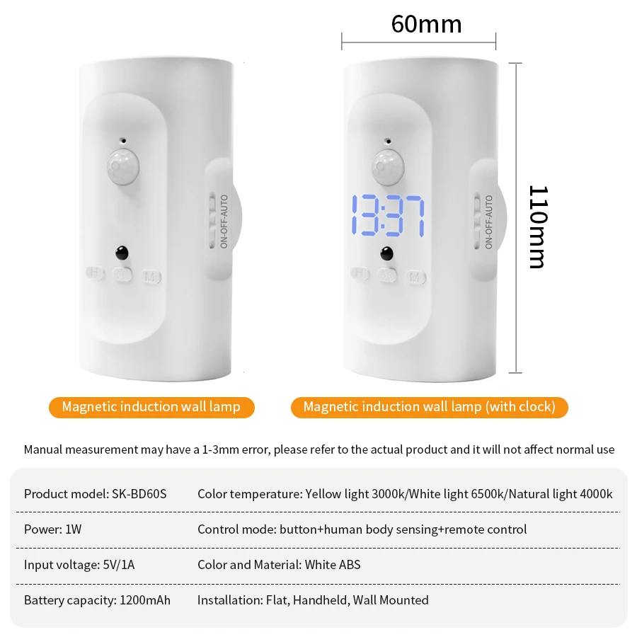 Magnetic Dual Head LED Wall Lamp Motion Sensor Rechargeable Night Light Remote Control Wall Light for Stairs Corridor Room Decor