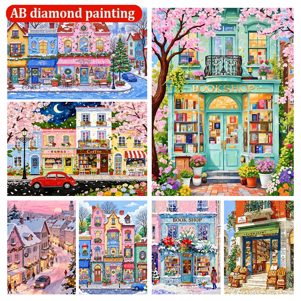 AB Cartoon Fairy Tale World Colorful Castle Town Scenery Diamond Painting DIY Diamond Mosaic Embroidery Art Home Decor New