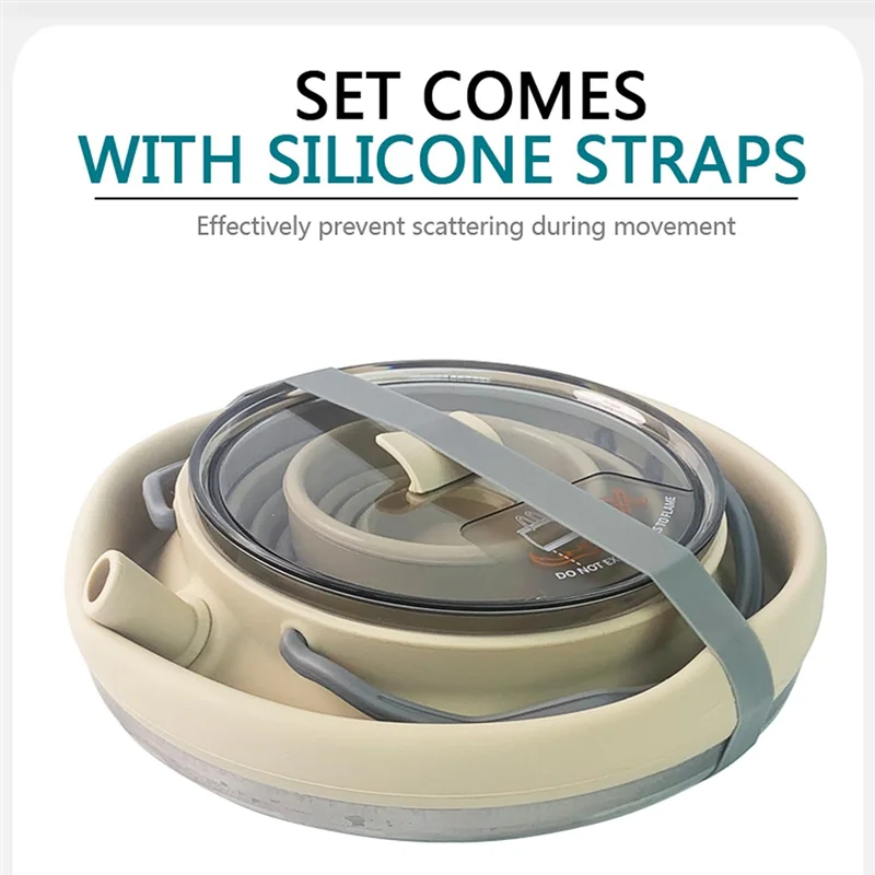 

HRBAJ-портативный складной чайник для кемпинга, складной силиконовый чайник с ручкой для кофейника для пеших прогулок, путешествий и улицы