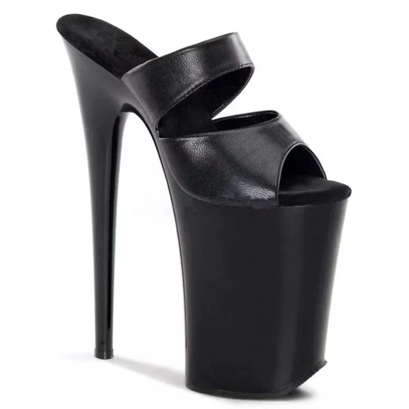 

New Summer Women's 23cm High Heels Waterproof Platform Clear Strap Buckle Sandals Nude Sexy Fashion Big Size Stiletto Shoes