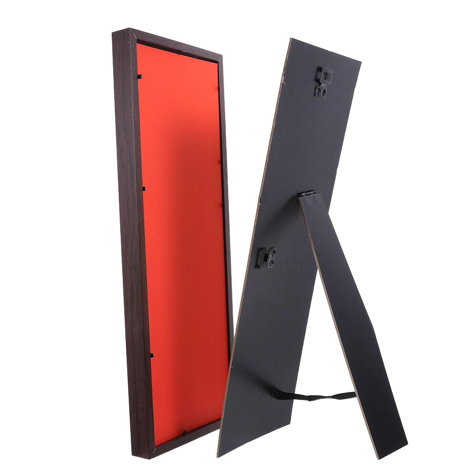 1Set Chinese Calligraphy Paper Display Organizer Red Wood Photo Frame 16.6x5.9 Inch Blank Xuan Paper Table Picture Frame Stand