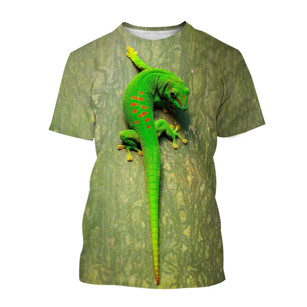 New Summer Tide Lizard Picture Men T-Shirts Casual 3D Print Tees Hip Hop Personality Round Neck Short Sleeve Quick-Dry Tops