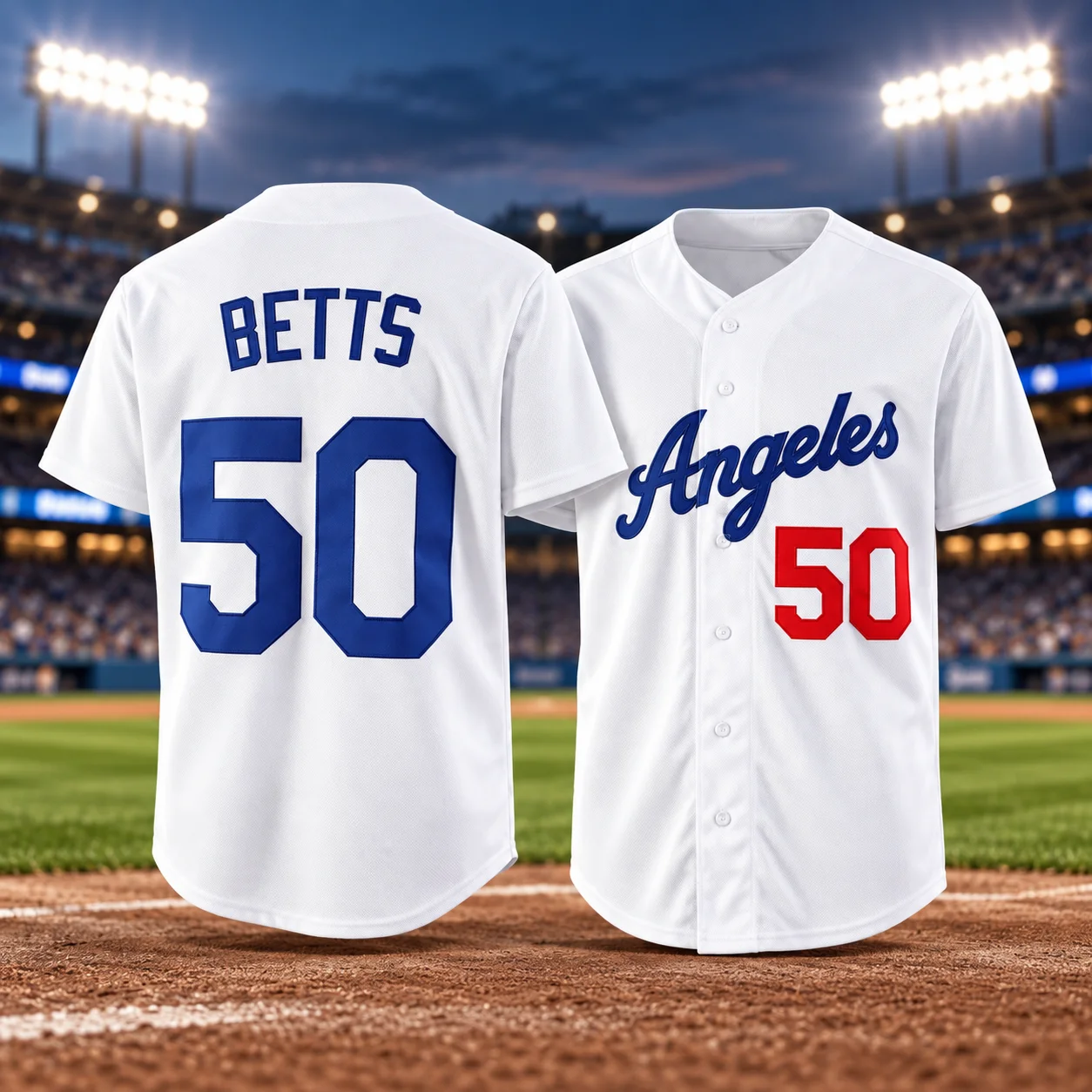 B-Betts 50 Baseball Jersey White Blue Red Button Down Short Sleeve Unisex Sports Fan Training Tee for Men Gift