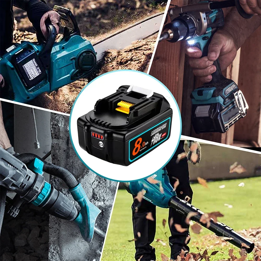 2025 Upgraded 18V 6.0 8.0Ah Rechargeable Battery for Makita Power Tools with LED Li-ion Replacement BL1860 1850 18v 9A 6000mAh