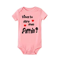 Je vous soyez mon parrain/destin bébé barboteuse demander au parrain baptême vêtements été garçons filles body nouveau-né tenues 5