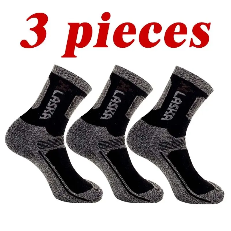 3 Pairs Men Sports Winter Socks Breathable Outdoor Hiking Socks for Cold Warm Winter Black Men Crew Sock