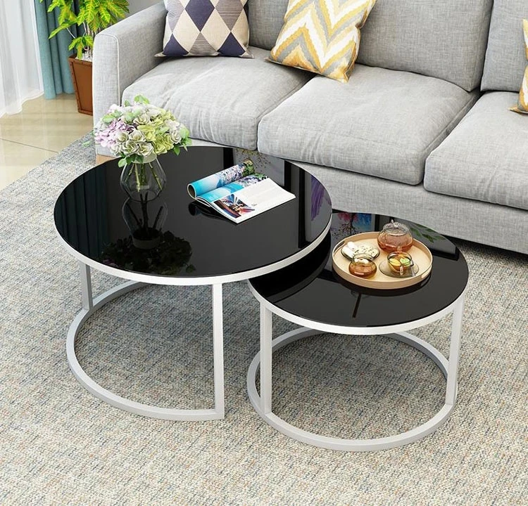 Tempered Glass Light Luxury Coffee Tables Nordic Living Room Round Side Table Kitchen Furniture Modern Combo Cafe Tea Table