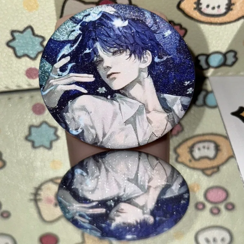 2025 Love and Deepspace Anime Figure Reflective Rafayel Qiyu Cosplay Double Flash Metal Laser Badges Decor Pins Birthday Gift