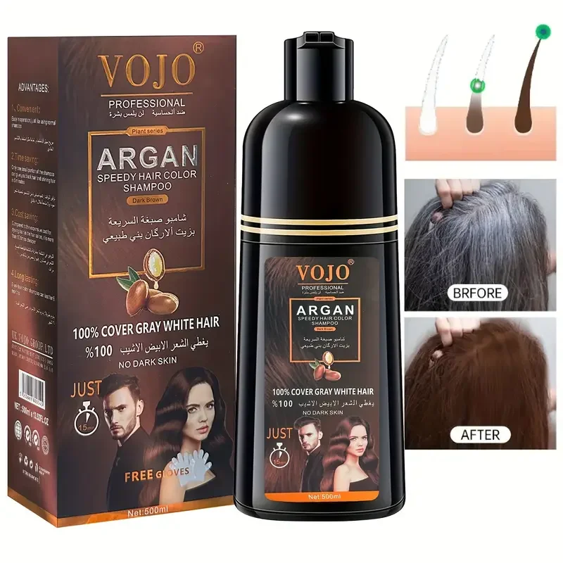 شامبو صبغ الشعر باللون الأسود والبني للبالغين من الجنسين، رغوة شامبو صبغ الشعر، لون الشعر النباتي، لا يضر، يغسل بسهولة، تغطية الشعر الرمادي #3