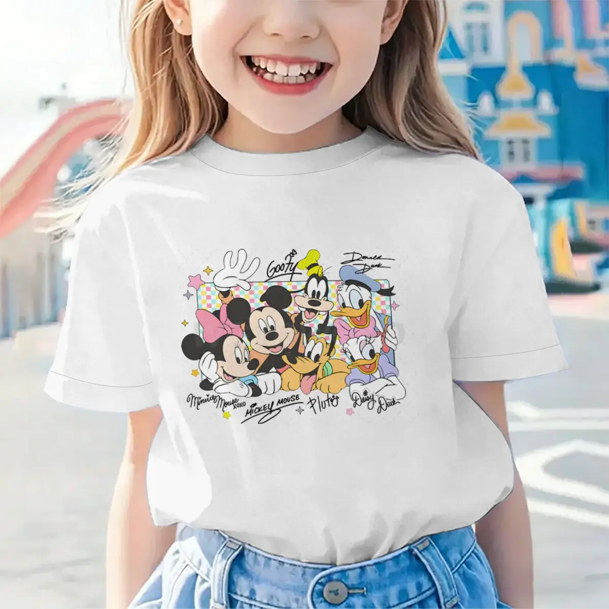 

Toddler Mickey and Friends T-shirt Cartoon Characters Graphic Tee Funny Gift Girl Boy Soft Cotton Tee Casual Wear Clothing